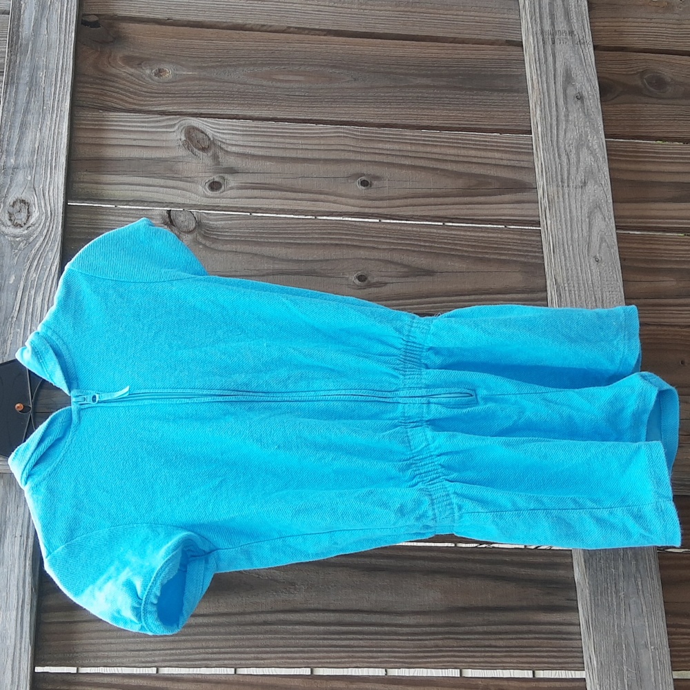 Wonder Nation Girl's terry jumper with hoodie. Size L (10-12). Teal color.